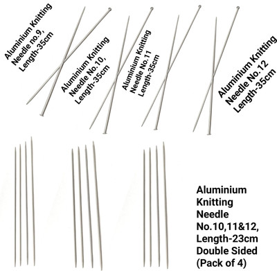 HIMMU'S FASHION HUB Aluminium Knitting Needle No.9,10,11,12, Length-35Cm, & No.10,11,12 Double Sided Knitting Pin(Pack of 20)
