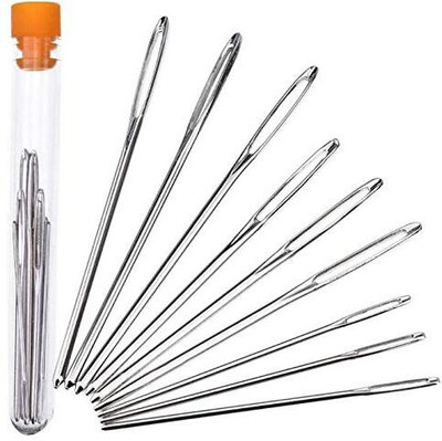 KGBTREADS Large-Eye Blunt Needles, 9 Piece Stainless Steel Yarn Knitting Needles, Sewing Knitting Pin(Pack of 9)