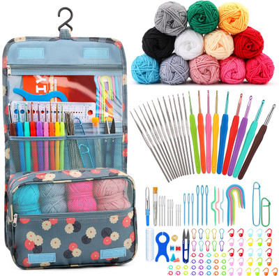 HASTHIP Crochet Kit Beginners Adults 130pcs Ergonomic Soft Grip Knitting Pin(Pack of 9)