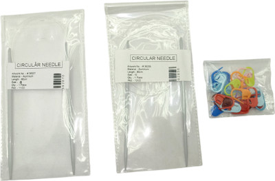 HIMMU'S FASHION HUB 80CM Circular knitting Needles No. 8 & No. 10 with 25 Pcs Crochet Stitch Marker Knitting Pin(Pack of 3)