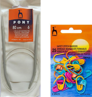 Artonezt Pony 80 cm Circular Knitting Needles + Knitting Crochet Locking Stitch Markers Knitting Pin(Pack of 1)