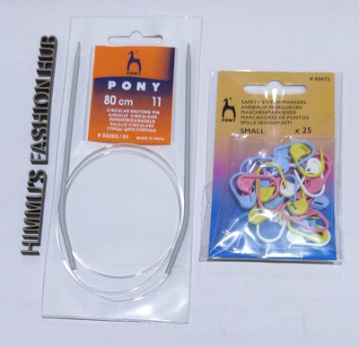 HIMMU'S FASHION HUB 80CM Circular knitting Needles No. 11 with 25 Pcs Crochet Stitch Marker Knitting Pin(Pack of 2)