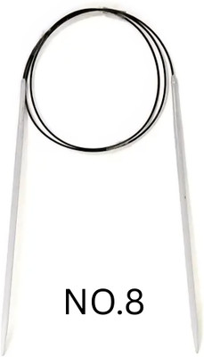 manrish No.8 Circular Knitting Pins – 80cm Steel Needle with Flexible Cable Knitting Pin(Pack of 1)