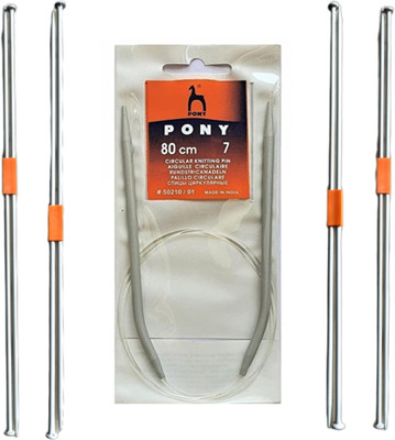 GINROO Cold Headed Knitting Needles/Pins(set of4)+Circular Knitting Pin 80cm(No.7) Knitting Pin(Pack of 9)