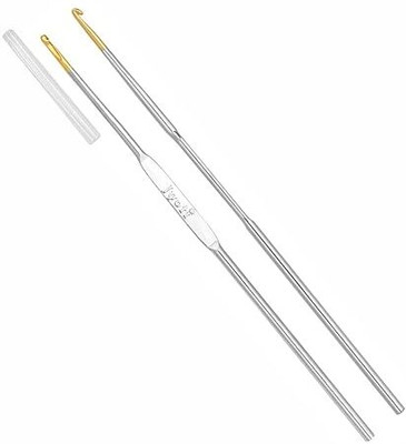 eShoptail Crochet Hook Steel (Gold Point) Size 1/1.75mm for Thread Work, Hand Knitted Knitting Pin(Pack of 2)