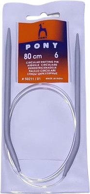 HIMMU'S FASHION HUB 80cm Pony Circular Knitting Pin Needles with Soft Cable Size No. 6 (Dia- 5.00mm) Knitting Pin(Pack of 1)