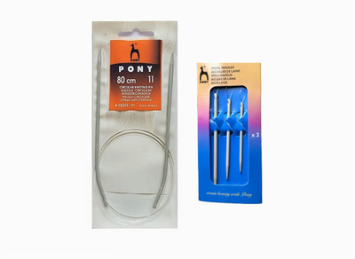 GINROO Aluminium Wool Needle (Set of 3) and Aluminium Circular Knitting Pin No.11 Combo Knitting Pin(Pack of 2)