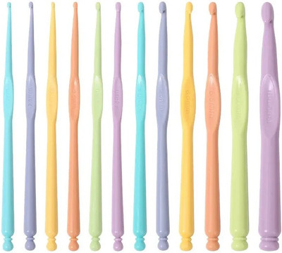 FORABH Plastic Crochet Hooks Different Size Crochet Handle Knitting Needles Multicolor Knitting Pin(Pack of 12)