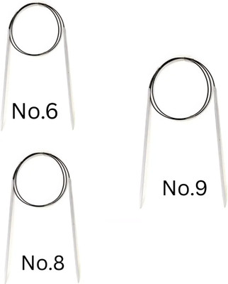 manrish Circular Knitting Pins Set – No.6, 8, 9 (80cm Steel Needles, Pack of 3) Knitting Pin(Pack of 3)
