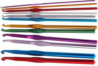 M.S TRADERS Aluminium Crochet Hook Knitting Needle Set for Sewing Knitting Pin(Pack of 12)