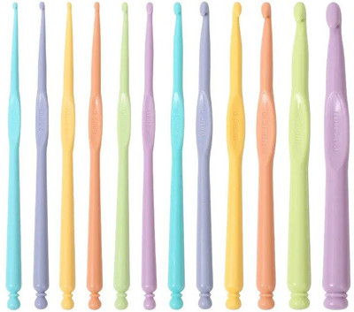 ZUVILIKA 12 pcs Lightweight Crochet Hooks Plastic Crochet Needles Set Knitting Pin(Pack of 12)