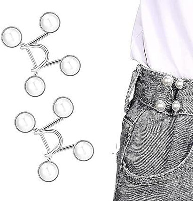 Ipsit Jean Button Pins Adjustable Pearl Waist Buckle Knitting Pin(Pack of 2)