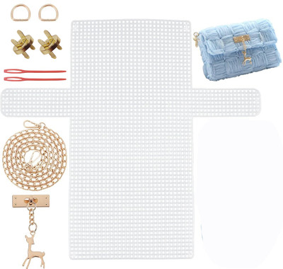 HASTHIP Mesh Clear Plastic Canvas Sheets DIY Knitting Crochet Bags Kit Mesh Plastic Knitting Pin(Pack of 10)