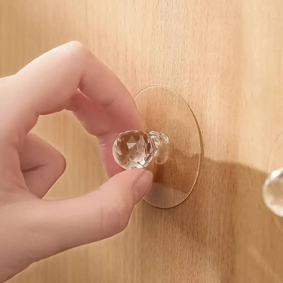 Porquepine Crystal Diamond Self-Adhesive Push Pull Helper Plastic Plastic Cabinet/Drawer Handle(Clear Pack of 10)