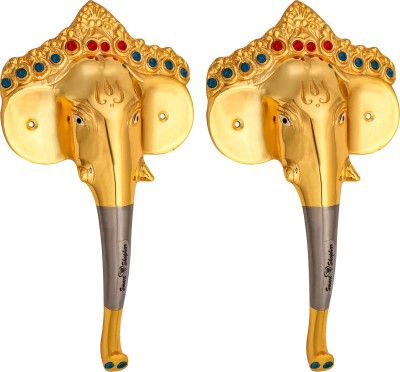 Smart Shophar Brass Royal Ganesha Pull Handle 10 Inch Brass Door Handle(Gold, Silver Pack of 2)