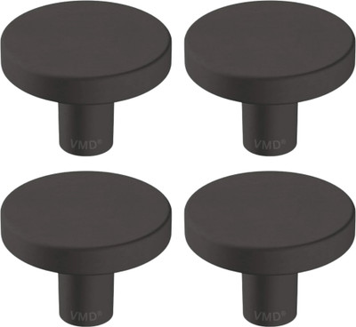 Vmd ROUND S.S COIN KNOB/ DRAWER/ CUPBOARD Pulls for Kitchen, Dressers and Closets Stainless Steel Cabinet/Drawer Handle(Black Pack of 2)