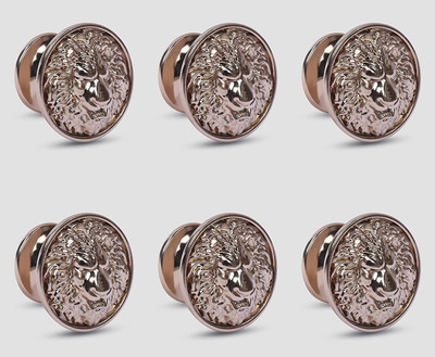 Plantex Lion Face Cabinet Drawer Knob Handle/Round Drawer Pulls and Knobs (Rose Gold) Zinc Cabinet/Drawer Handle(Gold Pack of 6)