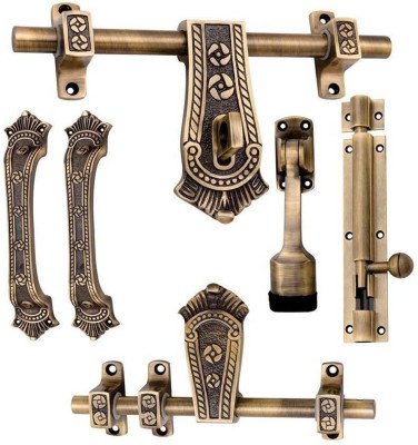 URIM Maharaja Style Single Door Kit Full Fitting Set Zinc Brass Door Handle(Gold Pack of 1)