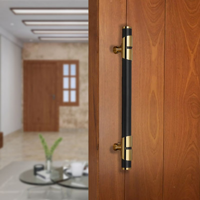 Bzcarts Black Gold 24 Inch Main Door Handle/Door & Home Decore/Pull-Push Handle Stainless Steel Door Handle(Black, Gold Pack of 1)