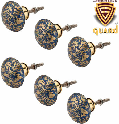 BUCKLER Pure Brass Knobs for Kitchen Cabinet, Drawer, window & cupboard knobs Brass Cabinet/Drawer Handle(Gold Pack of 6)