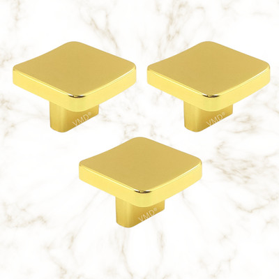 Vmd SQ. zink door/Cabinet/Drawer Knobs, Pulls GOLDEN Finish Perfect for Home/Office Zinc Cabinet/Drawer Handle(Gold Pack of 3)