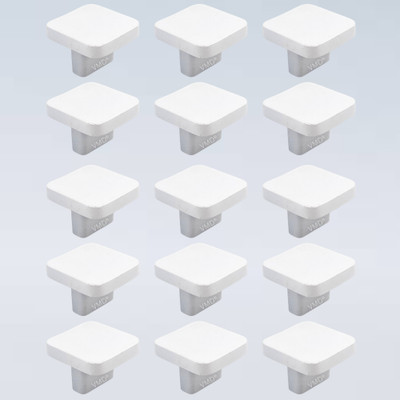 Vmd SQ. zink door/Cabinet/Drawer Knobs, Pulls WHITE Finish Perfect for Home/Office Zinc Cabinet/Drawer Handle(White Pack of 15)