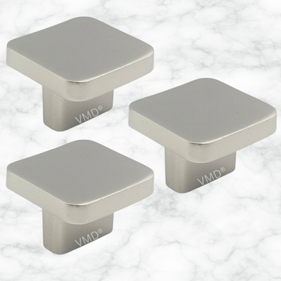 Vmd SQ. zink door/Cabinet/Drawer Knobs, Pulls SATIN Finish Perfect for Home/Office Zinc Cabinet/Drawer Handle(Silver Pack of 3)