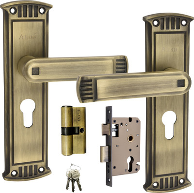 ATOM Zinc GLANZA Mortice Handle Set with Cylindrical Lock with 3 Keys Zinc Door Handle(Multicolor Pack of 1)