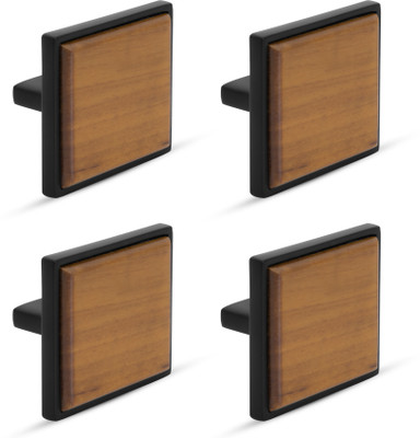 Plantex Drawer Knobs/Knob for Cabinets/Pull-Push Handle for Drawer(Big, Black-Wood) Zinc, Wood Cabinet/Drawer Handle(Black, Brown Pack of 4)