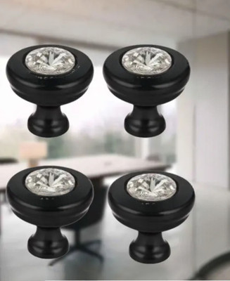 Ak industr Crystal Cabinet Knob black Finish Drawer Handle for Wardrobe Pull Handle Pack 4 Brass Cabinet/Drawer Handle(Black Pack of 4)
