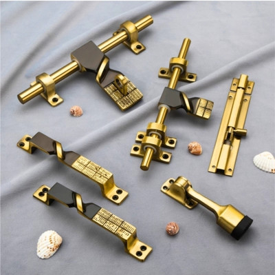ANALEX 8 Inch Door kit standard size door kit Aluminium Window Handle(Gold, Brown Pack of 6)