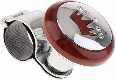Marrone fiber, Stainless steel Car Steering Knob(Brown, Silver)