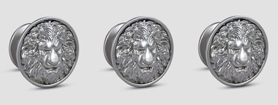Plantex Lion Face Cabinet Drawer Knob Handle/Round Drawer Pulls and Knobs (Silver) Zinc Cabinet/Drawer Handle(Silver Pack of 3)