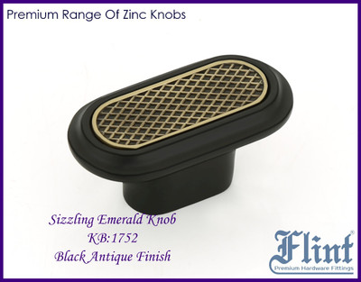 Flint KB:1752 Zinc Cabinet/Drawer Handle(Black, Gold Pack of 1)