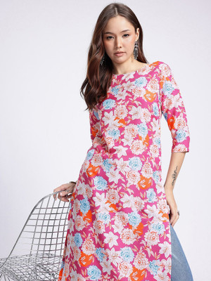 Anouk Rustic Women Floral Print Straight Kurta(Multicolor)