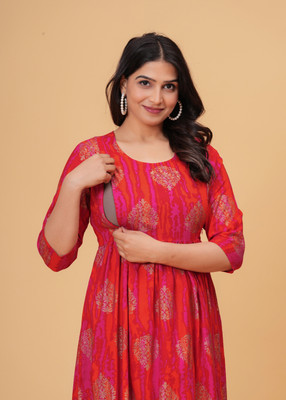 Tanisha Women A-line Red Midi/Calf Length Dress