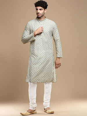 ANOUK Men Geometric Print Straight Kurta(Multicolor)