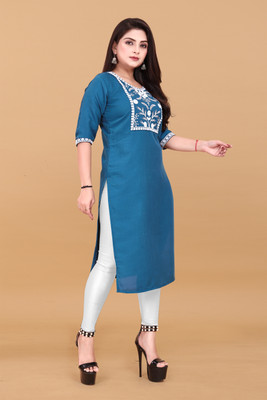 HARISH TEXTILE Women Embroidered A-line Kurta(Blue)