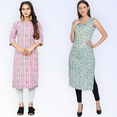 HouseOfCommon Women Printed Straight Kurta(Multicolor)