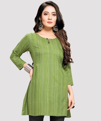 shiv textiles Women Printed Straight Kurta(Green)