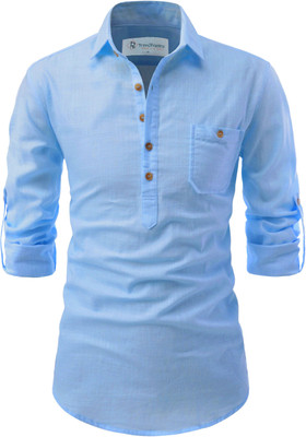 TrendiVastra Men Solid A-line Kurta(Light Blue)