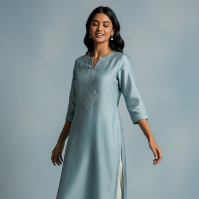 Sample Women Solid A-line Kurta(Blue)