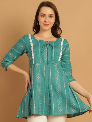 Aarsha Women Printed A-line Kurta(Green)
