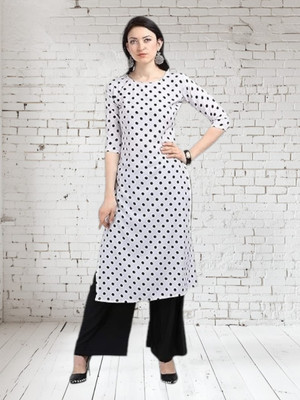 NISHA APEX Women Printed A-line Kurta(White)