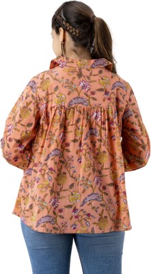 DMP FASHION Women Floral Print Cape Top Kurta(Pink)