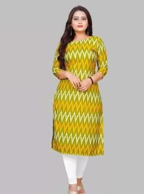 Laliitatex Women Printed A-line Kurta(Yellow)