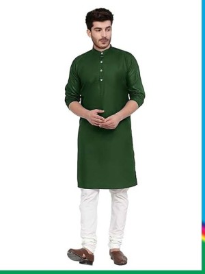 ammss Men Solid Straight Kurta(Green)