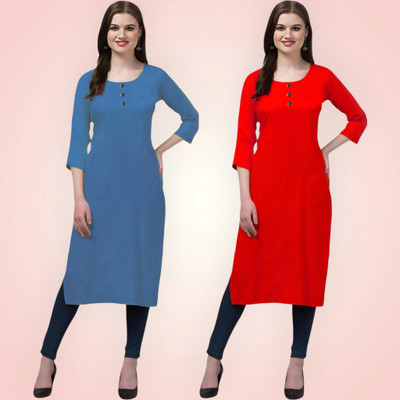 Coft Women Solid Straight Kurta(Multicolor)