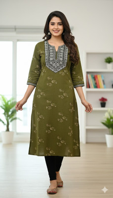 ST ONLINE STORE Girls Applique A-line Kurta(Light Green)