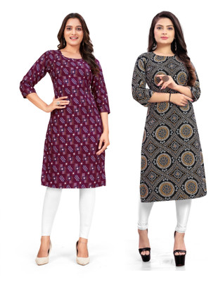 dharmanandan creation Women Printed Straight Kurta(Multicolor)